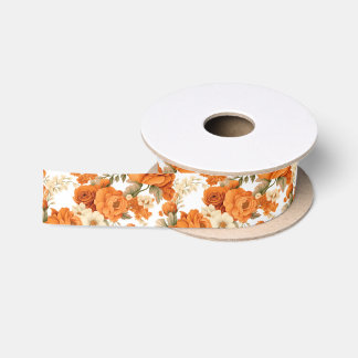 Bohemisch orangefarbene Blume Satinband
