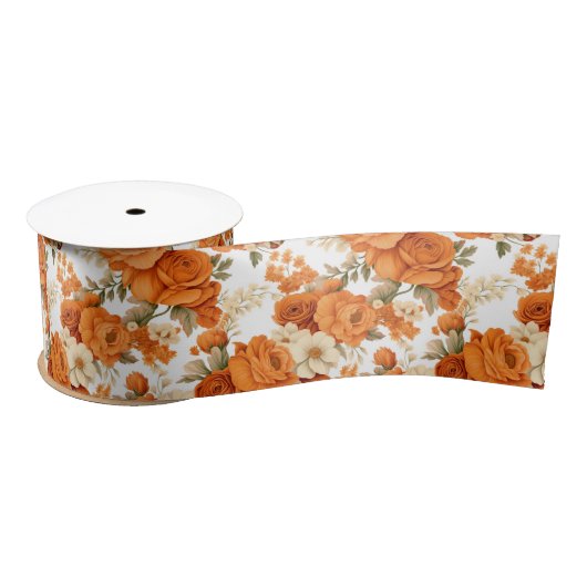 Bohemisch orangefarbene Blume Satinband (Spule)