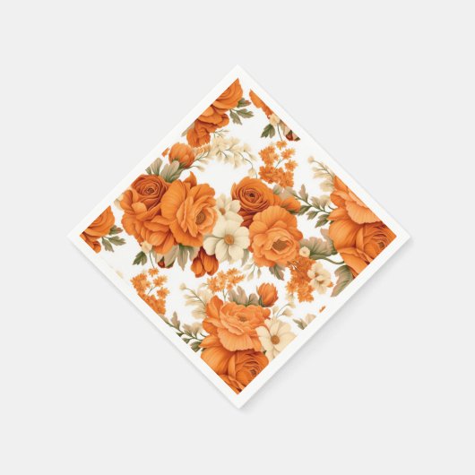 Bohemisch orangefarbene Blume Serviette (Ecke)