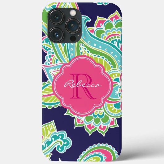 Bohemisch Paisley Custom Monogram Case-Mate iPhone Hülle (Rückseite)
