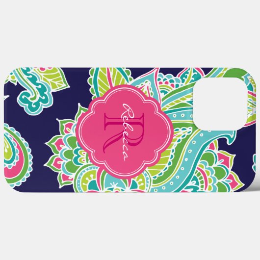 Bohemisch Paisley Custom Monogram Case-Mate iPhone Hülle (Rückseite (Horizontal))