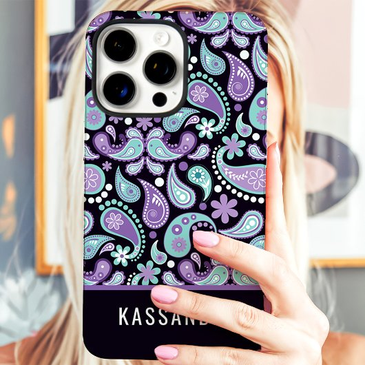 Bohemisch Paisley Lila Individuelle Name Case-Mate iPhone Hülle