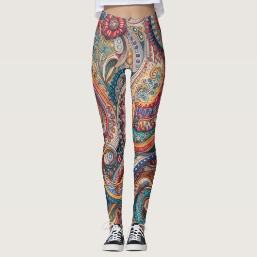 Bohemisch Paisley no 7 Leggings (Vorderseite)