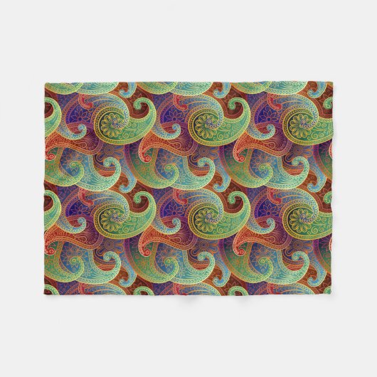 Bohemisch Paisley Timeless Pattern Fleecedecke (Vorderseite (Horizontal))
