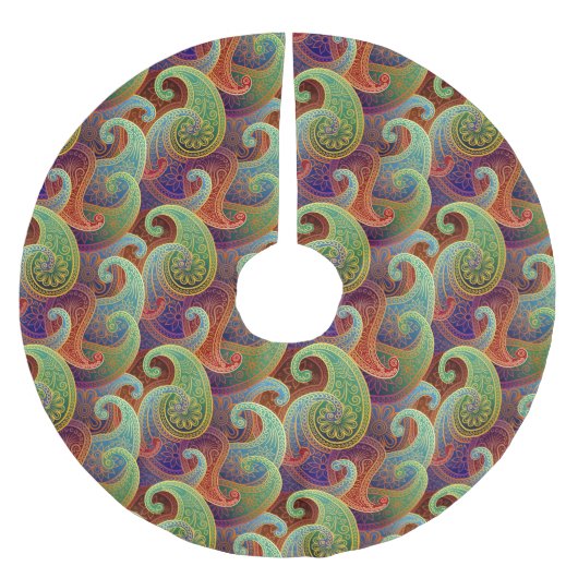 Bohemisch Paisley Timeless Pattern Polyester Weihnachtsbaumdecke (Vorderseite)