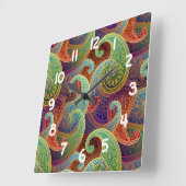 Bohemisch Paisley Timeless Pattern Quadratische Wanduhr (Winkel)