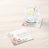 Bohemisch Pampas Gras Blush Pink | BRAUTPARTY Rechteckiger Pappuntersetzer (Vor Ort)