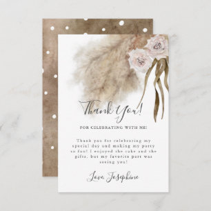 Bohemisch Pampas Grass Girl Geburtstagsparty Dankeskarte