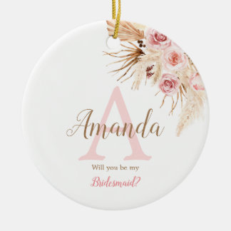 Bohemisch Pampas Grass Pink Bridal Bridesmaid Keramik Ornament