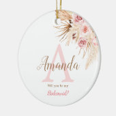 Bohemisch Pampas Grass Pink Bridal Bridesmaid Keramik Ornament (Links)