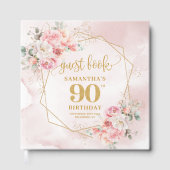 Bohemisch Pastel Pink Gold Glitzer Peonies 90. Gästebuch (Vorderseite)
