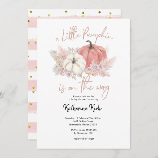 Bohemisch Pink Pumpkin ist auf dem Weg Einladung (Vorne/Hinten)