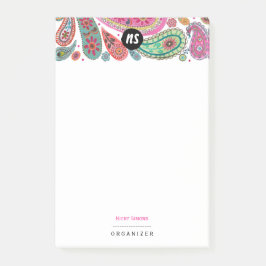 Bohemisch Pink und Türkis Floral Paisley Post-it Klebezettel
