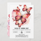 Bohemisch Printable Butterfly Girl Geburtstag Einladung (Vorne/Hinten)