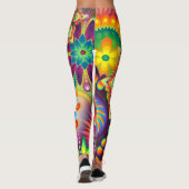 Bohemisch Psychedelic Garden Retro 70er Design Leggings (Rückseite)