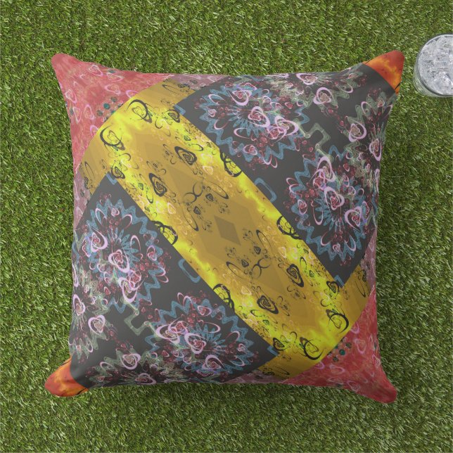 Bohemisch Psychedelic Patchwork Kissen (Gras)