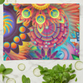 Bohemisch Psychedelischer Garten Retro Boho Colorf Geschirrtuch (Gefaltet)