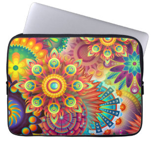 Bohemisch Psychedelischer Garten Retro Boho farben Laptopschutzhülle