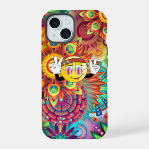 Bohemisch Psychedelischer Garten Retro Hippie Art iPhone 15 Hülle