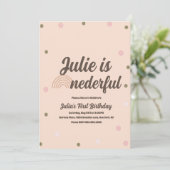 Bohemisch Rainbow First Birthday Onederful Confett Einladung (Stehend Vorderseite)