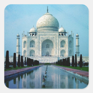Bohemisch Reisen Indien Agra Vintag Taj Mahal Quadratischer Aufkleber