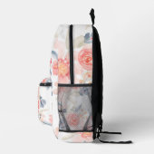 Bohemisch rosa blaue Blume Blumenmuster Bedruckter Rucksack (Rechts)