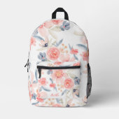 Bohemisch rosa blaue Blume Blumenmuster Bedruckter Rucksack (Vorderseite)