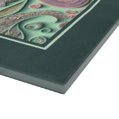 Bohemisch rosa Blumenhörner auf Aquamarinem Glas Schneidebrett (Ecke)