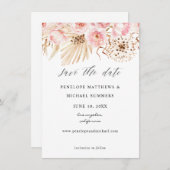Bohemisch rosa Floral Save the Date (Vorne/Hinten)