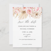 Bohemisch rosa Floral Save the Date (Vorderseite)