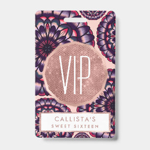 Bohemisch rosa, Lila gestrichen Akryllische Blume Ausweis