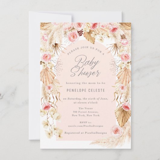 Bohemisch rosa, moderne Bohampen Einladung (Vorderseite)