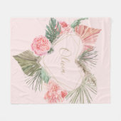 Bohemisch rosa Monogramm Fleecedecke (Vorderseite (Horizontal))