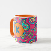Bohemisch-rosa Paisley-Muster benutzerdefinierte M Tasse (Vorderseite Links)