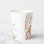 Bohemisch rosa Pampelgras | Babydusche Pappbecher (Links)