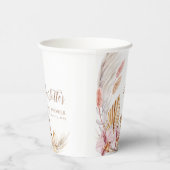 Bohemisch rosa Pampelgras | Babydusche Pappbecher (Rechts)