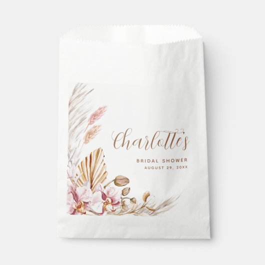 Bohemisch rosa Pampelgras | BRAUTPARTY Geschenktütchen (Vorderseite)