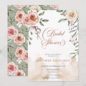 Bohemisch rustikal | BRAUTPARTY VINTAGE ROSE Einladung (Vorne/Hinten)