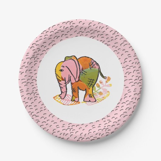 Bohemisch Safari Elephant Teen Tween Party Pappteller (Vorderseite)