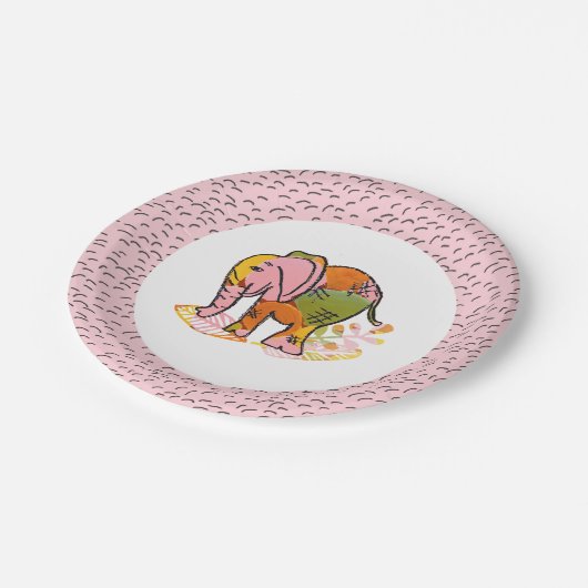 Bohemisch Safari Elephant Teen Tween Party Pappteller (Schrägansicht)
