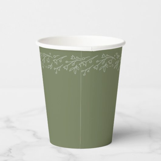 Bohemisch Sage Green Garden Blumen Brautparty Pappbecher (Rechts)