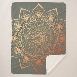 Bohemisch Sage Green Mandala Sherpadecke
