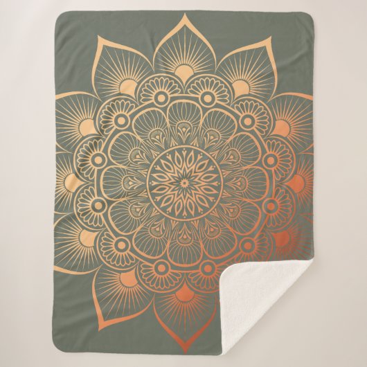 Bohemisch Sage Green Mandala Sherpadecke (Vorderseite)
