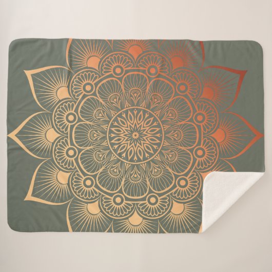 Bohemisch Sage Green Mandala Sherpadecke (Vorderseite (Horizontal))