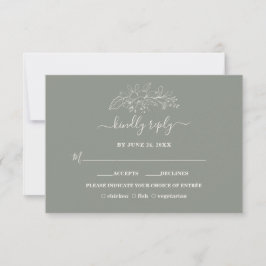 Bohemisch Sage Green Minimalistisch Wedding RSVP Karte