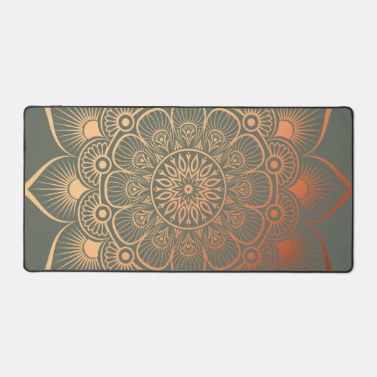 Bohemisch Sage Green Peach Mandala Schreibtischunterlage (Vorderseite)