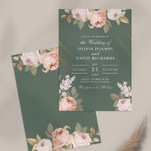 Bohemisch Sage Green Peonies Hochzeitseinladung Einladung