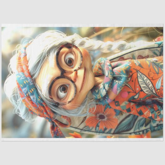 Bohemisch Sage Oma Hippie Decoupage Seidenpapier (Vorderseite)