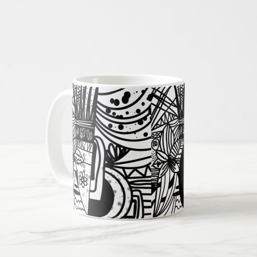 Bohemisch Schwarz und Weiß Kaffeetasse (Vorderseite Links)