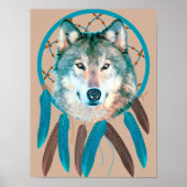 Bohemisch Spirit Wolf Dream Catcher Poster (Vorne)